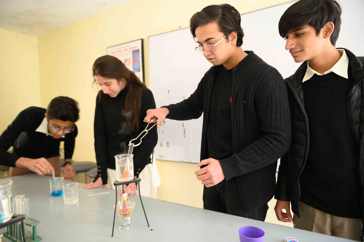 student working in chemistry lab
