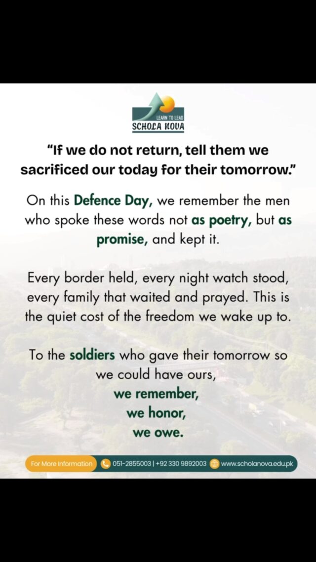 “If we do not return, tell them we sacrificed our today for their tomorrow.”On this Defence Day, we remember the men who spoke these words not as poetry, but as promise, and kept it.Every border held, every night watch stood, every family that waited and prayed. This is the quiet cost of the freedom we wake up to.To the soldiers who gave their tomorrow so we could have ours, we remember, we honor, we owe.