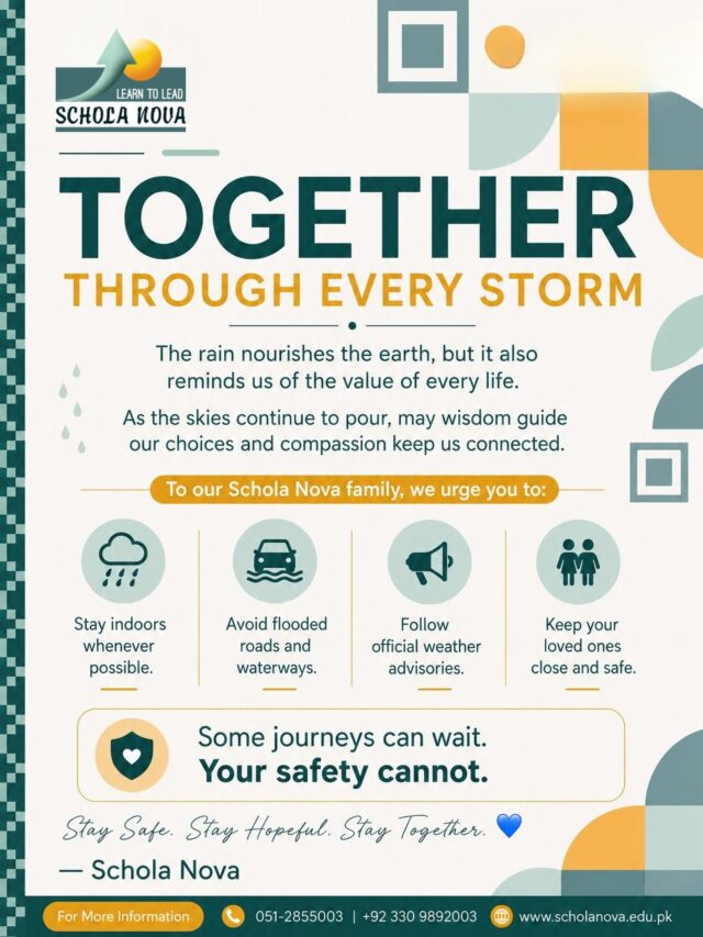 🌧️ When the skies pour, safety comes first.Heavy rain and flooding can turn familiar roads into serious hazards. Stay alert, stay indoors when possible, and keep your loved ones safe.Let’s look out for one another and follow official weather advisories. Your safety cannot wait.Stay Safe. Stay Hopeful. Stay Together. 💙#ScholaNova #StaySafe #RainSafety #FloodSafety #IslamabadRain WeatherAlert SafetyFirst StayTogether ScholaNovaFamily CommunityCare