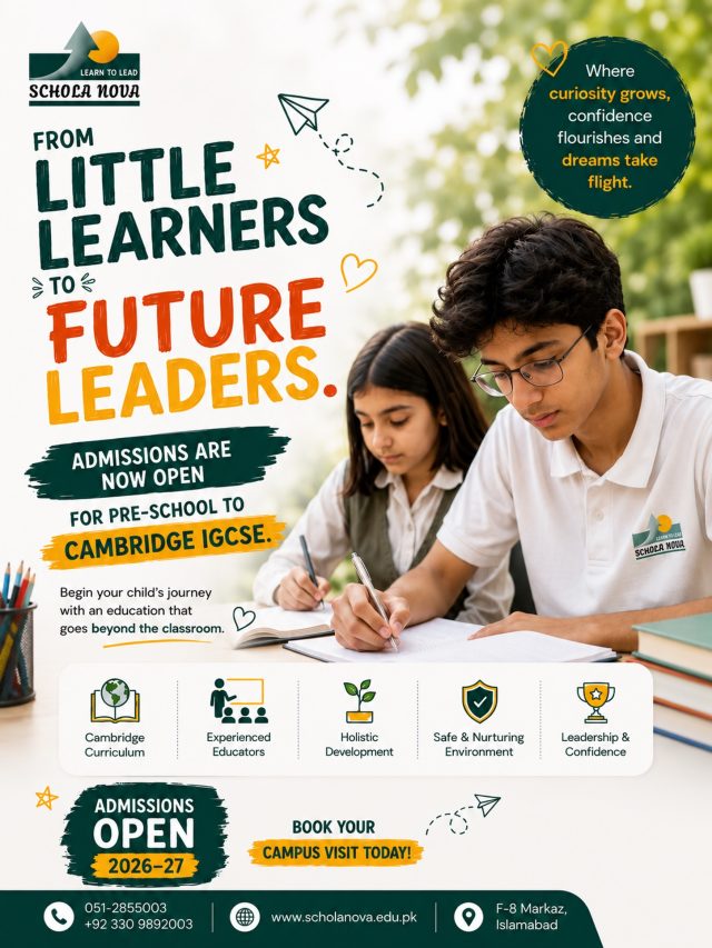 Every great future begins with the right first step. 🌱Give your child an education that inspires curiosity, builds confidence, and nurtures leadership from day one.Admissions are now open for Pre-School to Cambridge IGCSE.📍 Visit our campus today and discover a learning environment where every child is encouraged to grow, achieve, and lead.📞 Enrol now. Limited admissions available.